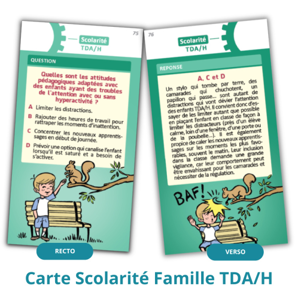 Carte scolarité famille trouble déficit de l'attention avec ou sans hyperactivité