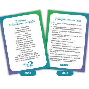 carte avec une liste de handicaps invisibles et la liste des questions