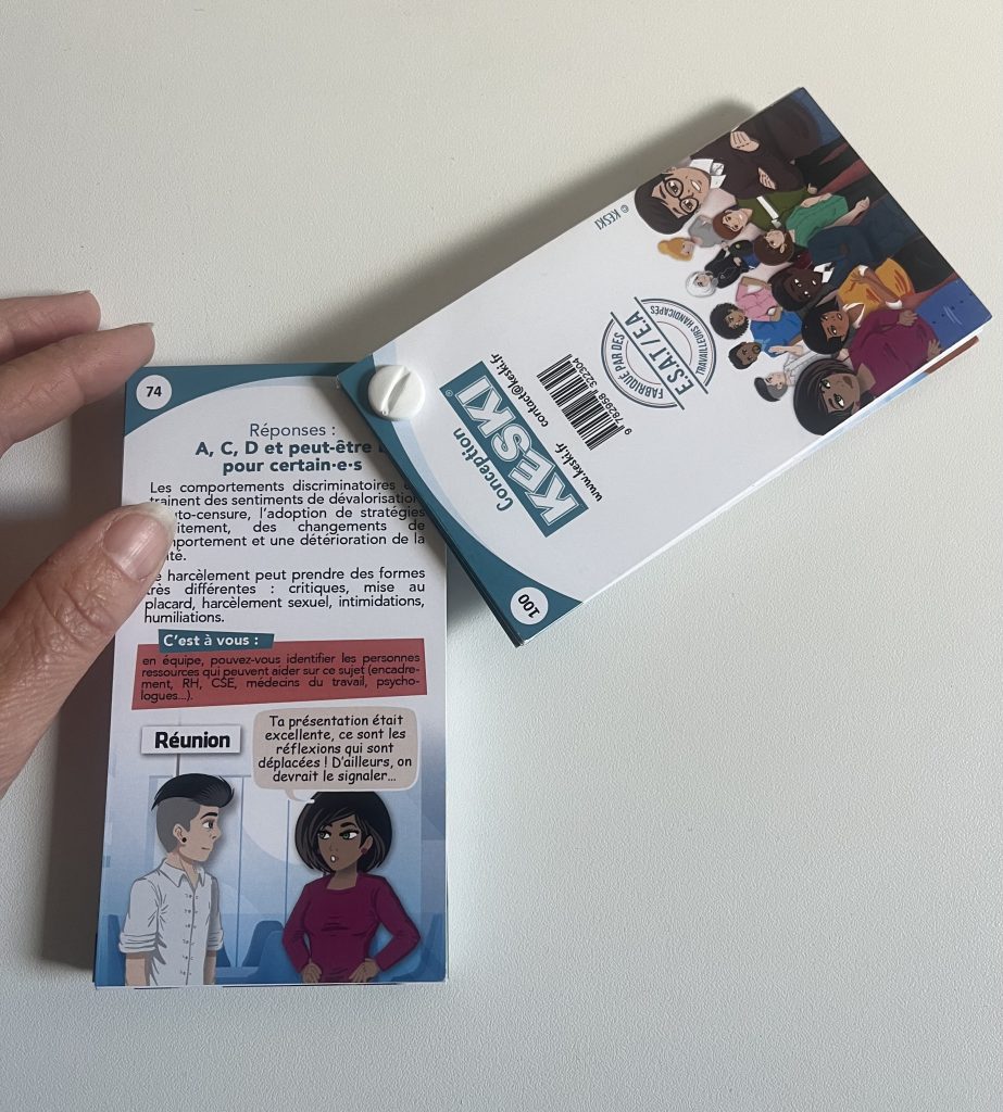 verso d'une carte du jeu sur la QVCT et le vivre ensemble au travail