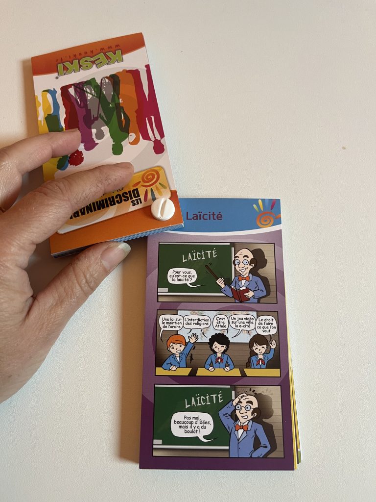 carte mini-bd sur la laïcité du jeu de cartes sur les discriminations : Les Discriminables