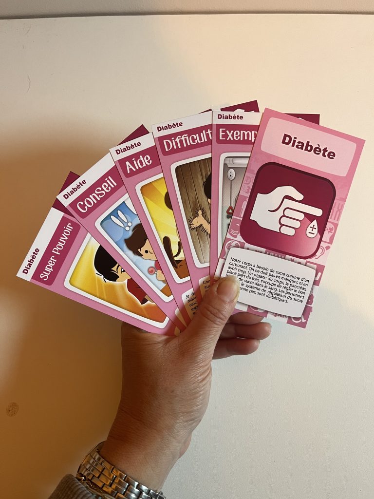 6 cartes de la famille Diabète du jeu de cartes sur les familles de handicap : HAND17FAMILLES