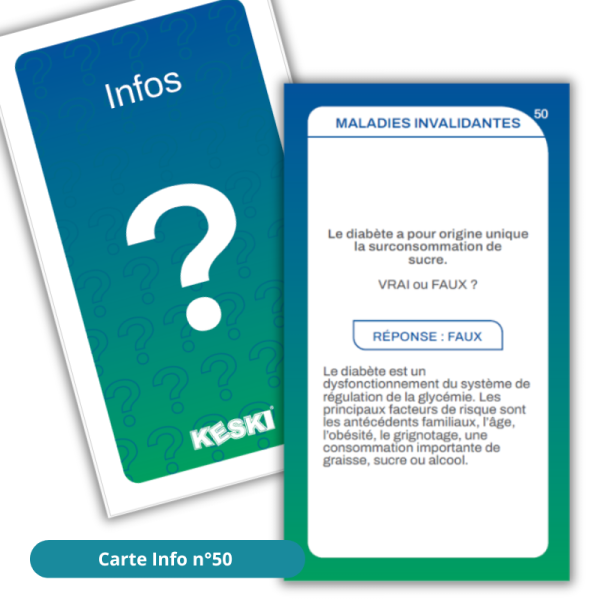 Carte Info 50 Le diabète a pour origine unique la surconsommation de sucre Vrai ou Faux ?