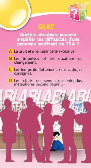 Carte 47 du jeu de cartes Les hinvisibles avec un quiz sur les TSA