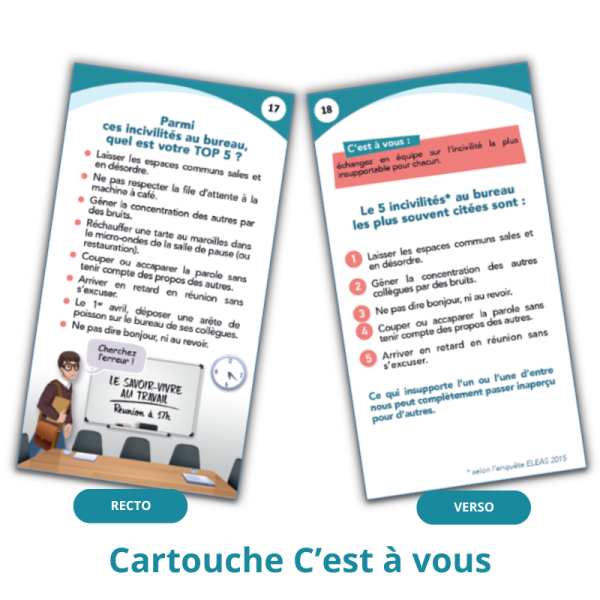 Carte avec un cartouche c'est à vous qui invite les joueurs à mener une réflexion collective