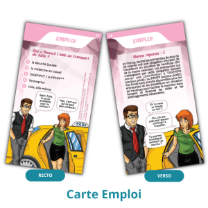 exemple de carte Emploi avec un quiz : Qui a financé l'aide au transport de Julie ?