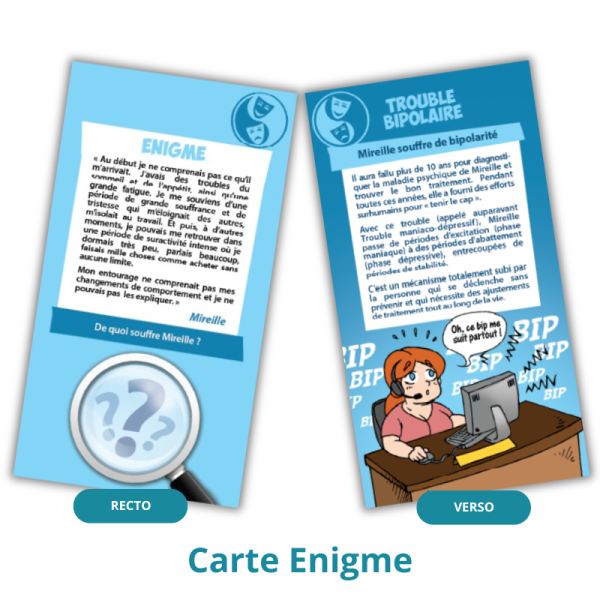 exemple de carte Enigme sur le trouble bipolaire avec le témoignage de Mireille