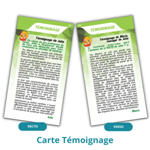 exemple de carte avec les témoignages de Julie et de son manager