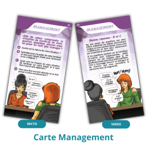 exemple carte management avec le quiz : Afin de mieux comprendre la situation de handicap de Julie, quelles questions pouvez-vous lui poser en tant que manager ?