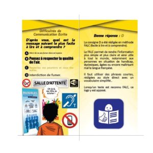 exemple face dépliant avec un quiz sur les difficultés de communication orale