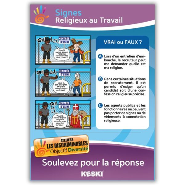 Fiche Strip BD sur les signes religieux au travail