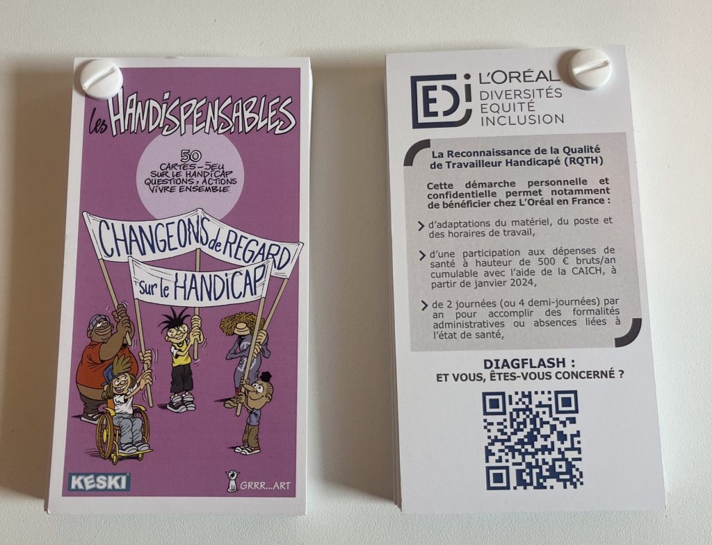 jeu de sensibilisation personnalisé sur tous les handicaps Les Handispensables avec carte pour L'Oréal