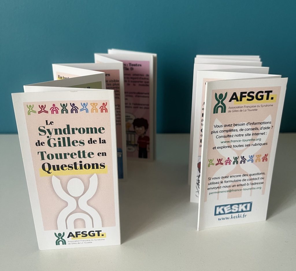 dépliant personnalisé créé sur le syndrome de Gilles de la Tourette pour l'Association Française du Syndrome de Gilles de la Tourette
