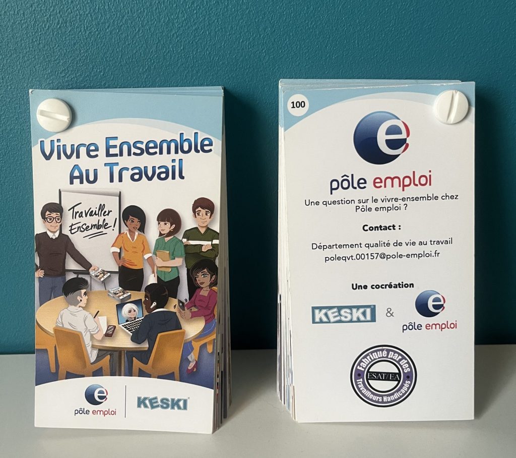 jeu de cartes sur mesure sur le vivre ensemble au travail pour Pole emploi