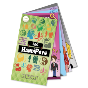 jeu de carte pour sensibiliser au handicap psychique en éventail avec une visse pour tenir les 46 cartes