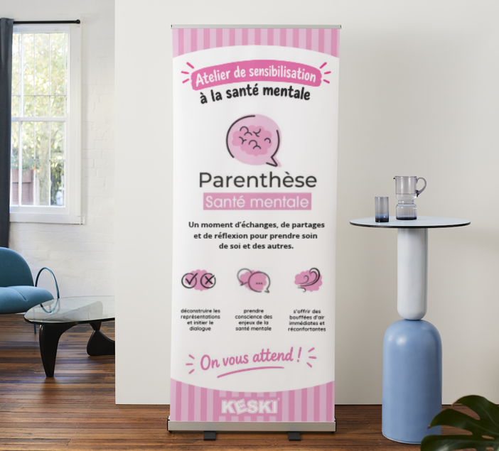 Kakémono de l'Atelier Parenthèse Santé mentale de KESKI